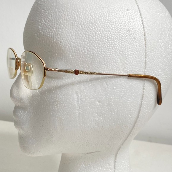 Jessica McClintock JMC 188 Eyeglasses Frame Gold Tone Wire Half Rim Monogram - Picture 3 of 10